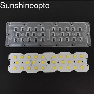 100W 12PCS 7070 LED PCB板 158×103°タイプII光学LEDレンズ道路照明会社
