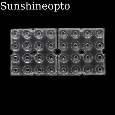20 度 3030 SMD PC 光学 LED ハイベイ レンズ 50×50mm 16-in-1 狭ビーム光学レンズ